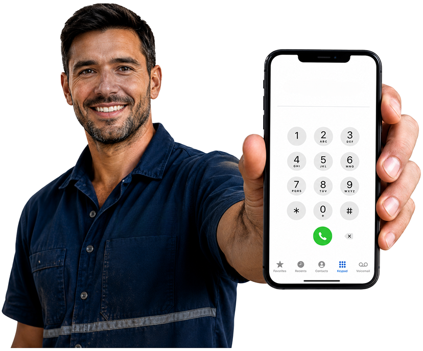Waitara Blocked Drains plumber holding a phone — call 1300 261 965