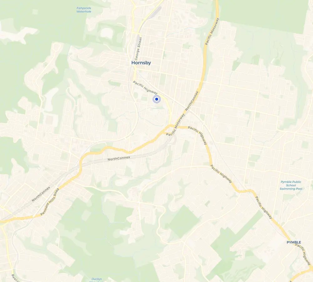 Map of the Waitara service area and the surrounding Upper North Shore, showing Waitara and the nearby streets we cover.
