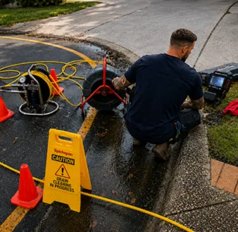 Burst drain pipe being repaired in Waitara